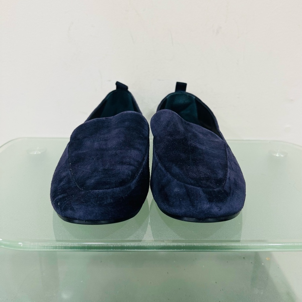 Banana Republic Suede Demi Loafer Women 7 Navy Blue Leather Casual Preppy Office - Picture 4 of 10
